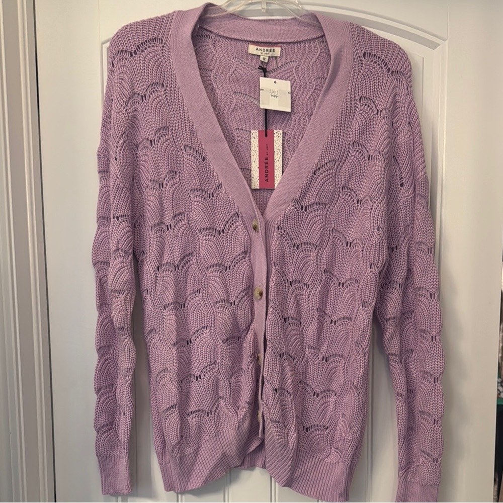 ANDREE BY UNIT Purple Textured Cardigan Sweater
